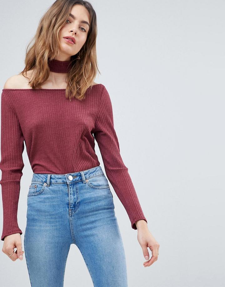 Nytt Blaire Off Shoulder Choker Top - Red