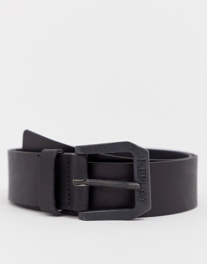 Replay Leather Belt In Black - Black