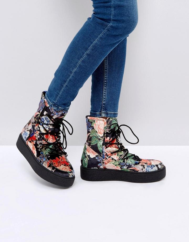 Asos Alarna Lace Up Snow Boots-multi