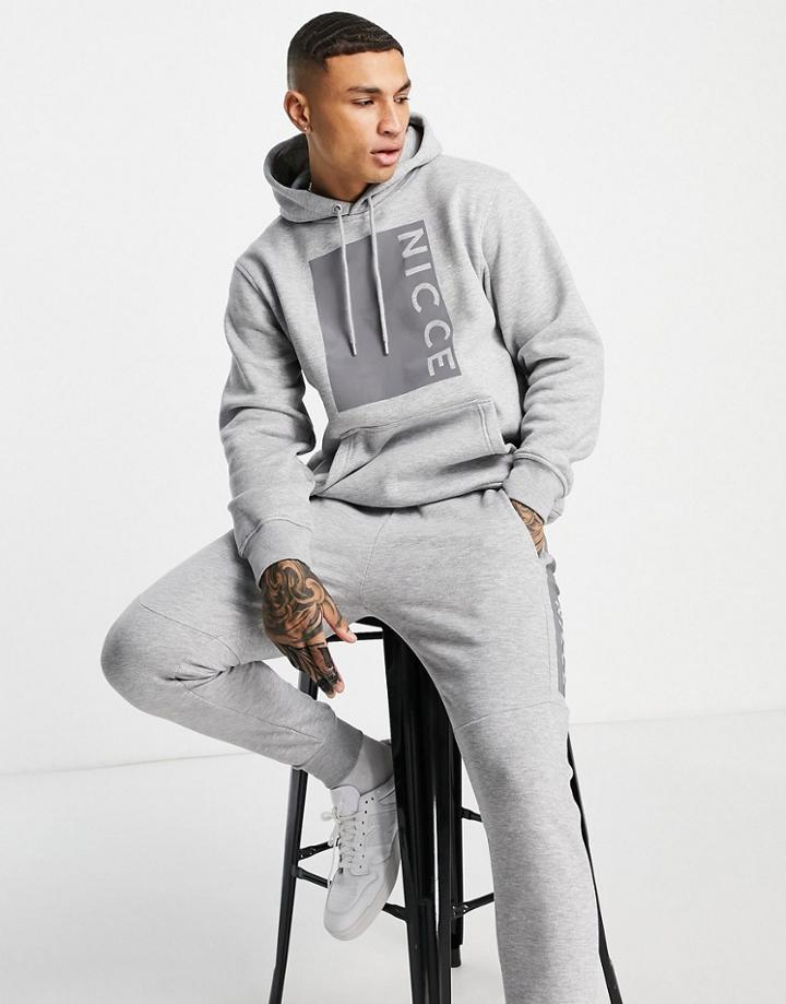 Nicce Cube Reflective Box Print Hoodie In Gray-grey