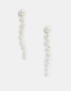 Asos Design Earrings In Faux Freshwater Pearl Strand Design In Gold Tone - Gold