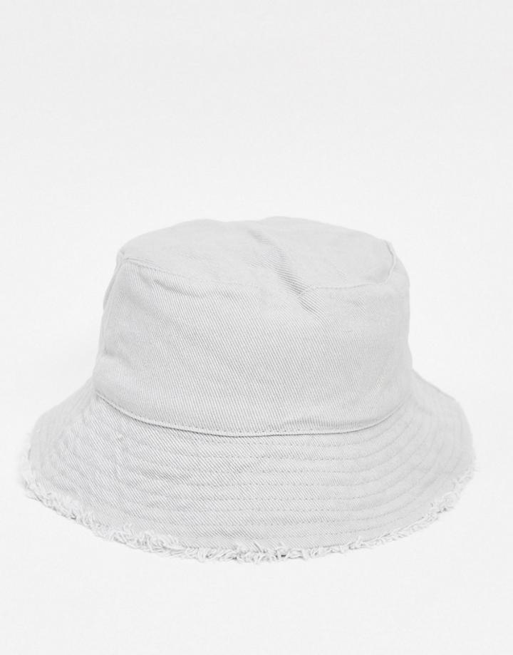 Asos Design Canvas Bucket Hat In Gray-grey