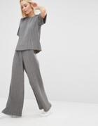 Adpt Pleated Co-ord Wide Leg Pants - Gray