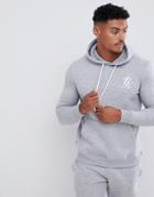 Gym King Muscle Hoodie In Gray Marl With Logo - Gray