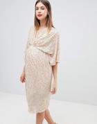 Asos Design Maternity Sequin Kimono Midi Dress - Pink