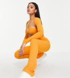 Asyou Ribbed Flared Pants In Orange - Part Of A Set