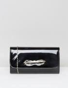 Chi Chi London Foldover Clutch Bag With Bow Detail In Black - Black