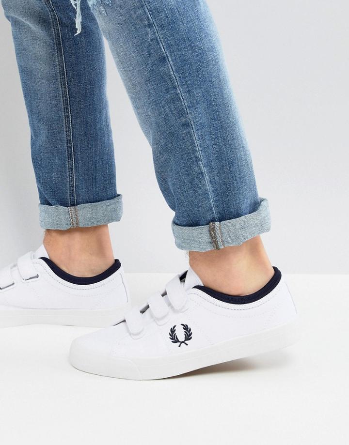 Fred Perry Kendrick Cross Strap Canvas Sneakers In White - White