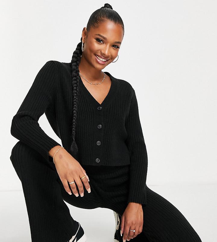 Asos Design Petite V Neck Cardigan In Black