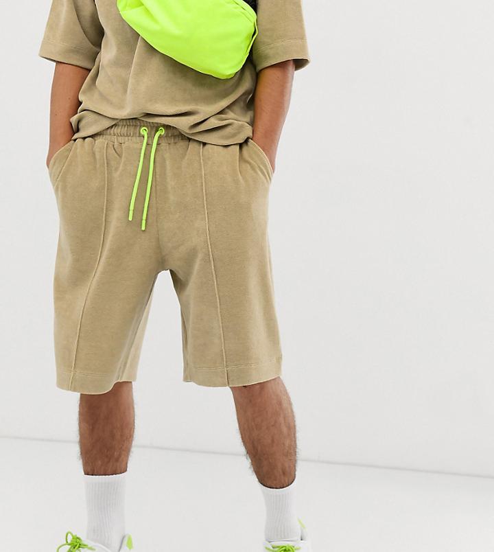 Collusion Two-piece Shorts In Towelling Fabric - Brown