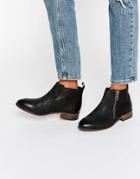Miss Kg Spitfire Zip Black Leather Ankle Boots - Black