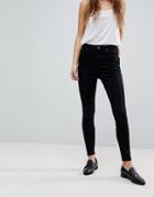 Asos Design Ridley High Waist Skinny Jeans In Clean Black - Black