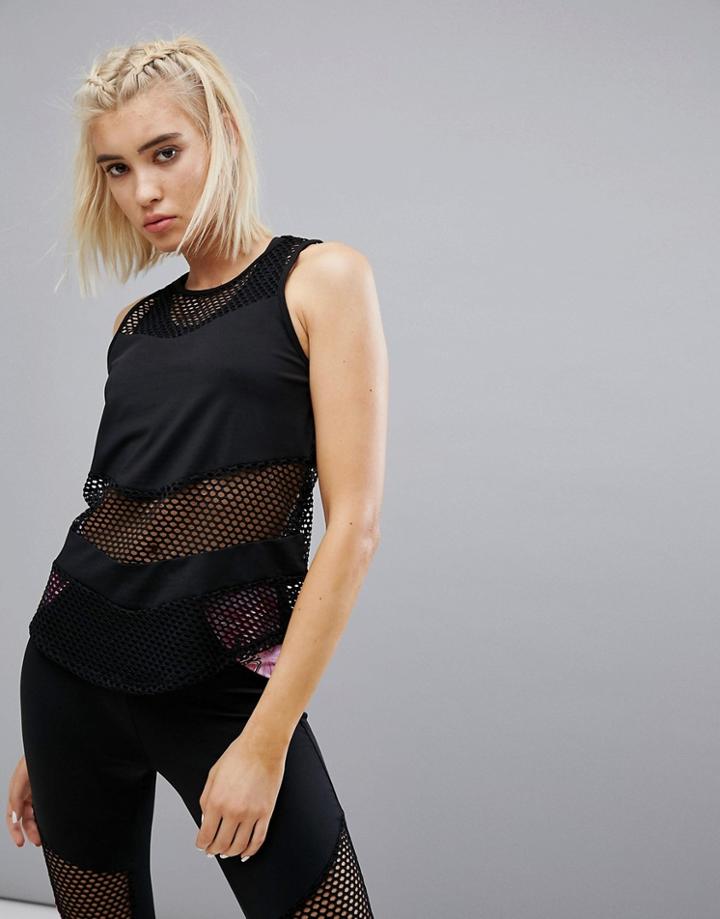 Noisy May Fishnet Gym Top - Black