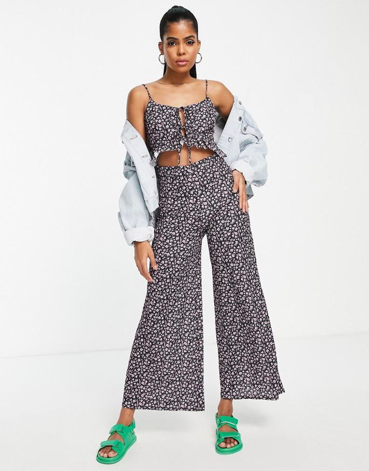 Asos Design Strappy Cami Jumpsuit In Floral Print-multi