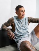 Asos Dark Future All Over Logo Print Tank In Lead Gray-grey