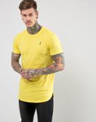 Religion Longline T-shirt With Chest Branding - Yellow