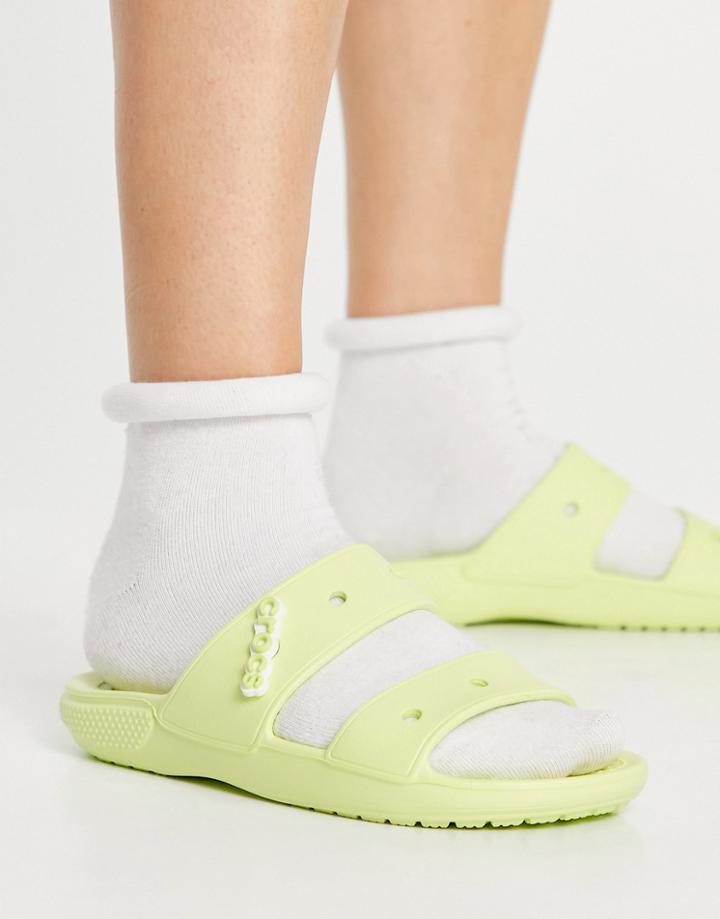 Crocs Classic Flat Sandals In Lime Zest-green