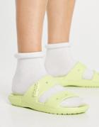 Crocs Classic Flat Sandals In Lime Zest-green
