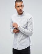 Only & Sons Shirt In Slim Fit Striped Grandad Collar - Navy