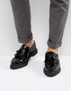 Asos Loafers In Black Leather With Creeper Sole - Black