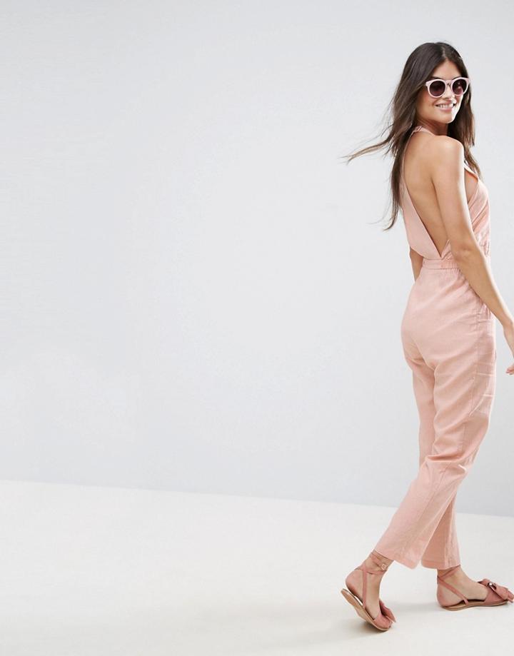 Asos Racer Back Casual Jumpsuit - Pink
