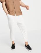Asos Design Drop Crotch Pants In Lightweight Texture In White