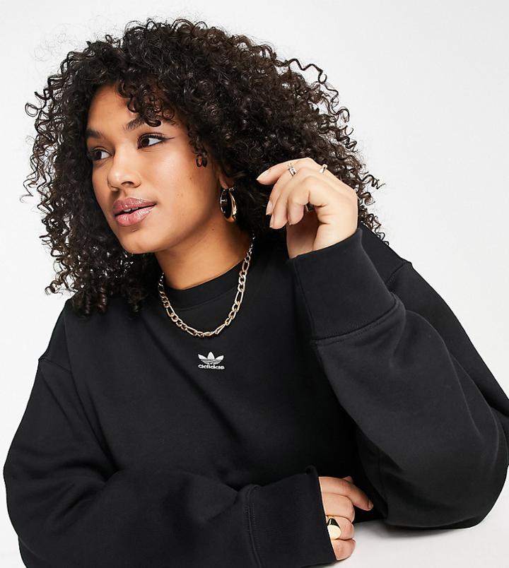 Adidas Originals Plus Essential Sweatshirt With Central Logo In Black