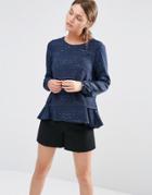See U Soon Long Sleeve Top In Grain Print - Blue