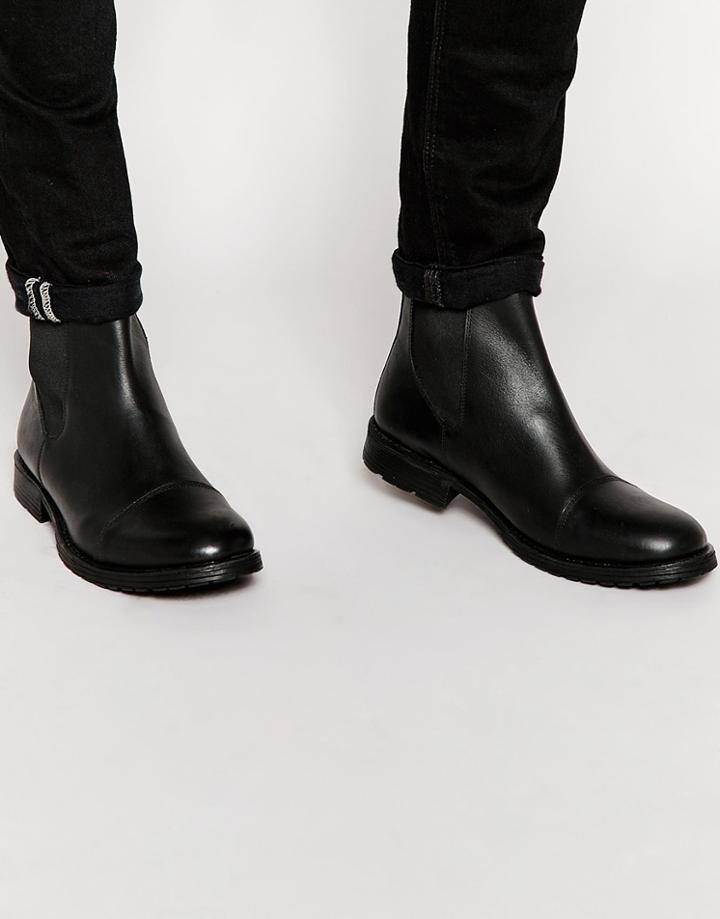 Jack & Jones Radnor Leather Chelsea Boots - Black