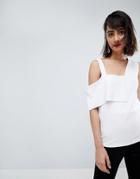 Asos Top In Ponte With One Shoulder Strap And Square Neck - White