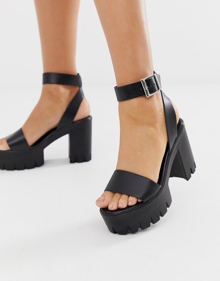 Asos Design Noticeable Chunky Platform Heeled Sandals In Black - Black