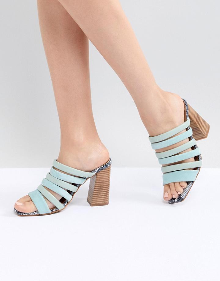 Asos White Aster Leather Heeled Sandals - Multi
