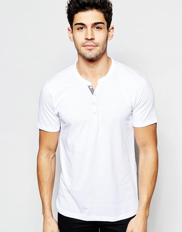 Selected Homme Grandad T-shirt In Pima Cotton - Bright White