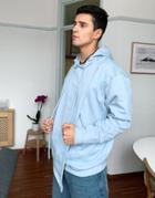 Asos Design Oversized Hoodie In Blue With Crossover Panel-blues