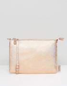 Lamoda Holographic Pink Flat Cross Body Bag - Gold