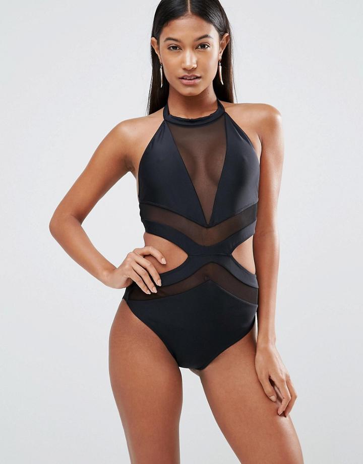Jaded London Paneled Cut Out Swimsuit - Multi