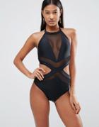 Jaded London Paneled Cut Out Swimsuit - Multi