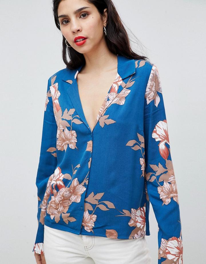 Vila Floral Blouse - Gray