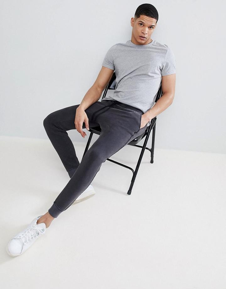 Hollister Icon Logo Fleece Cuffed Jogger In Black - Black