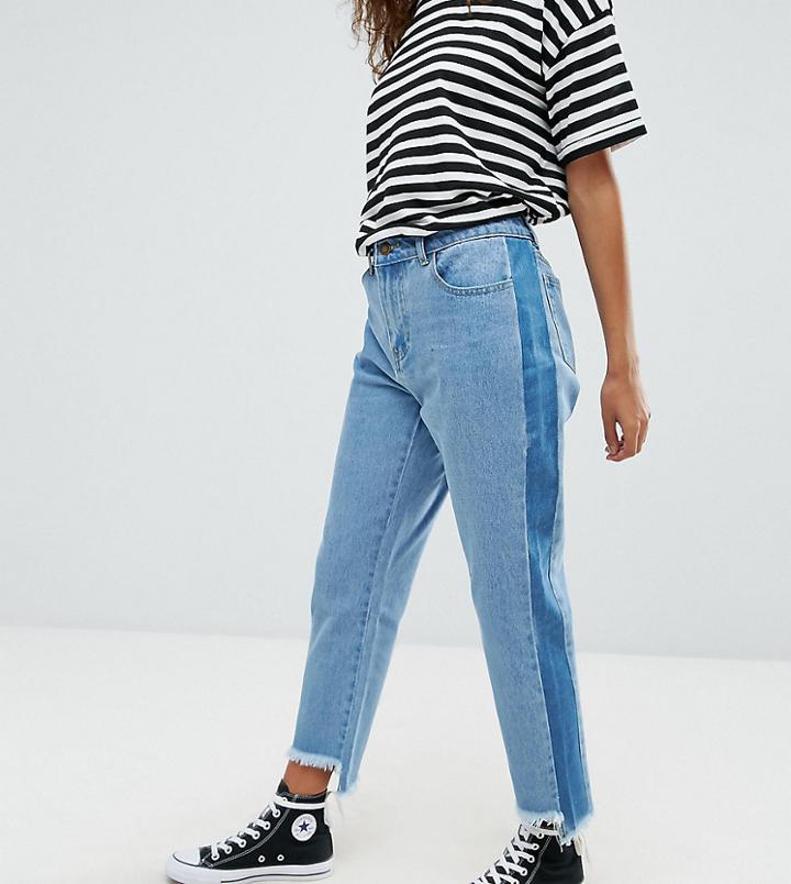 Brave Soul Petite Tamsin Jeans With Raw Step Hem - Blue