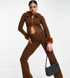 Asyou Flared Pant In Leopard Print - Part Of A Set-brown