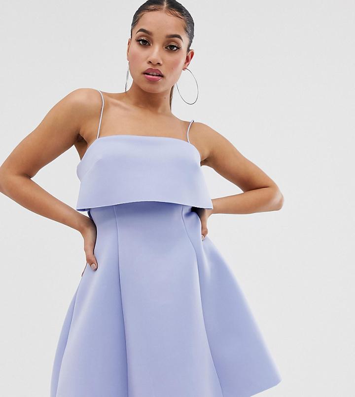 Asos Design Petite Crop Top Skater Mini Dress-blue