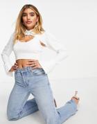 Aria Cove Extreme Crop Shirt In White