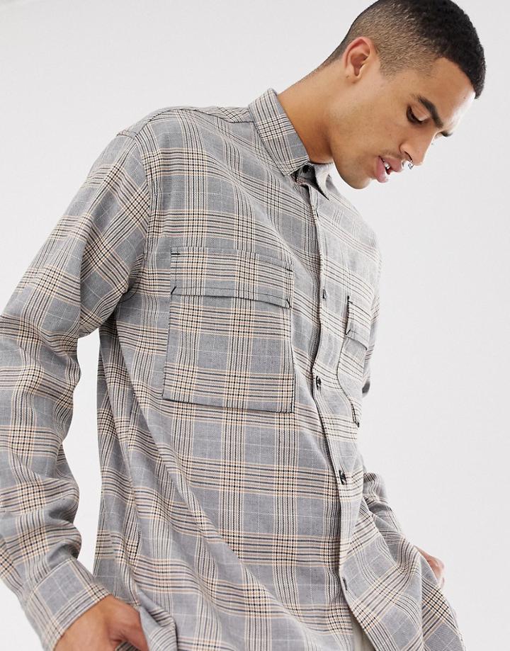 Mennace Shirt In Gray Check