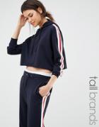 Missguided Tall Contrast Stripe Cropped Hoodie - Navy