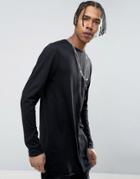 New Look Raw Hem Longline T-shirt In Black - Black