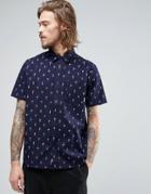 Element Hallen Short Sleeve Shirt Cross Print In Navy - Navy