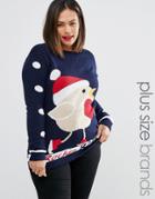 Club L Plus Rockin Robin Holidays Sweater - Navy