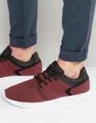 Pull & Bear Knitted Sneakers In Red And Black - Red