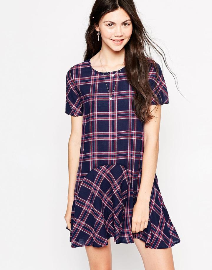 Pepe Jeans Nicoleta Check Smock Dress - Blue